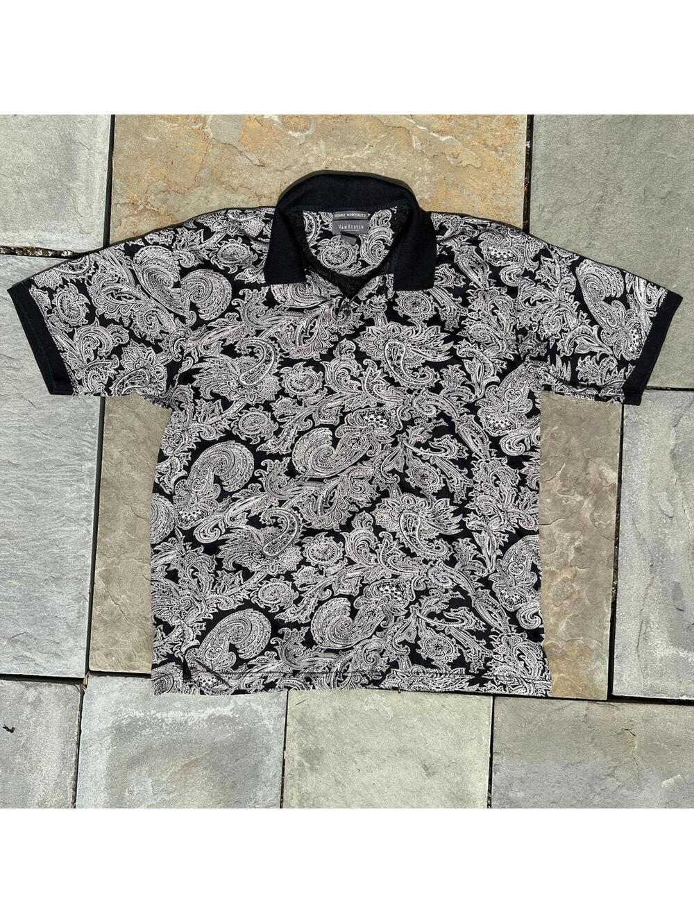 Neo-Vintage Y2K Black/Tan Paisley Polo